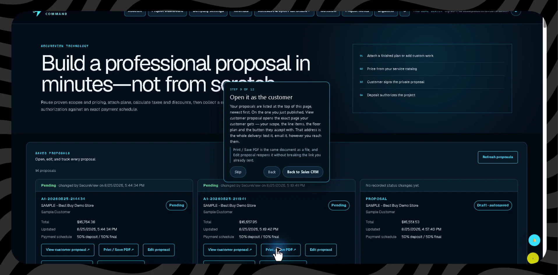 Complete customer-facing proposal view for a demo project.
